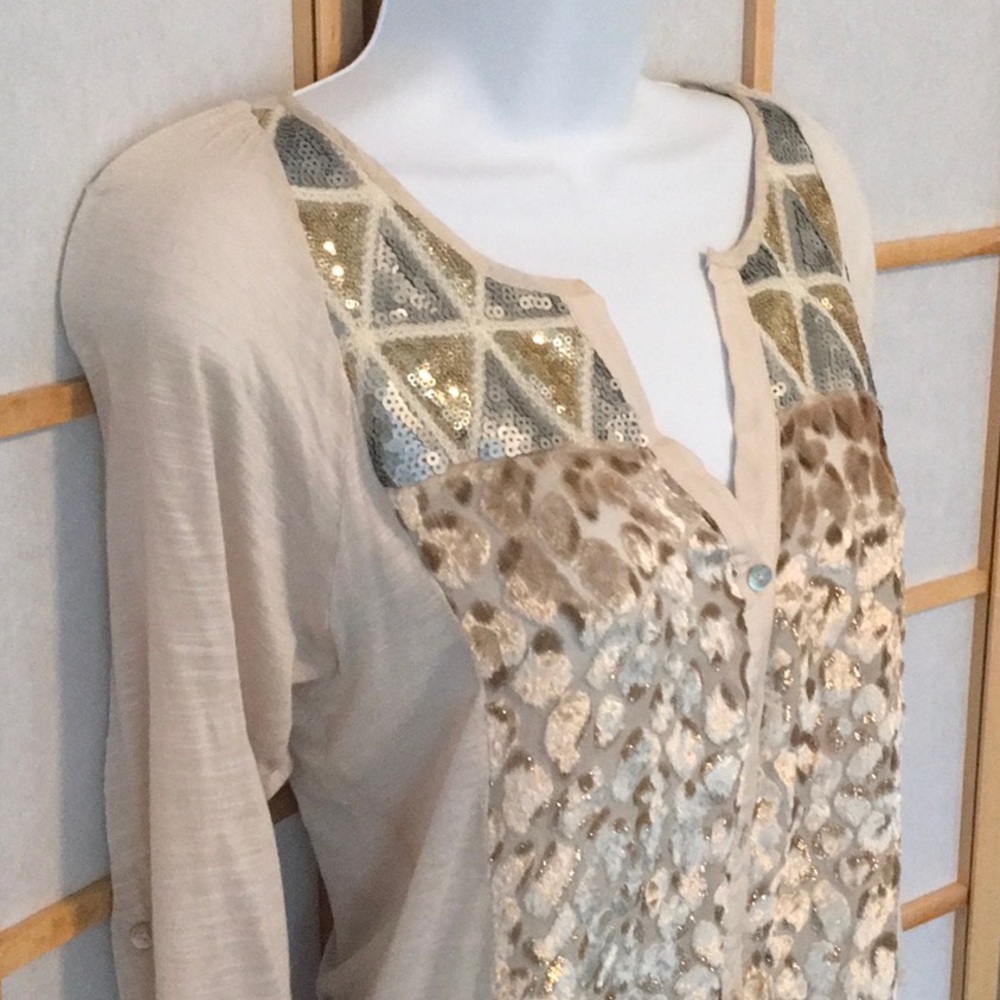 Ivory Top Tunic with Sequined & Crushed Velvet Bodice